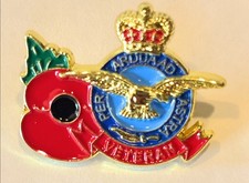 Royal Air Force RAF VETERAN enamel pin badge Remembrance Poppyy UK Stock