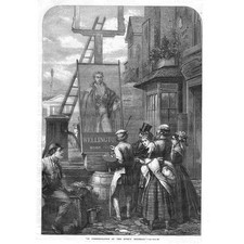 Victorian Street Scene at The Duke of Wellington Pub - Antique Print 1869