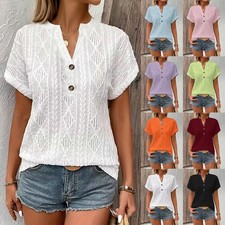 Womens Loose Button V Neck