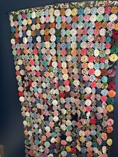 Vintage Pair yo-yo patchwork Curtains