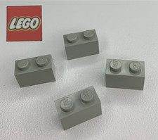 4 x Lego Vintage Old Grey 1x2 brick - 3004 - pip on top - Castle Builds -12B