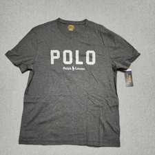 New Polo Ralph Lauren Men's Gray Logo Short Sleeve T-Shirt Cotton Size L NWT $55