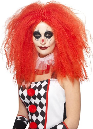 Crimped clown wig red - clown,
