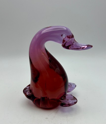 Vintage duck glass - glass, pink