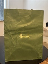 HARRODS London Luxury Green Gold Gift Bag Card Carrier