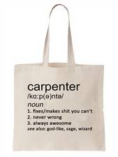 Carpenter Definition Funny Tote Bag Shopper Carpentry Woodwork Job Cool Work