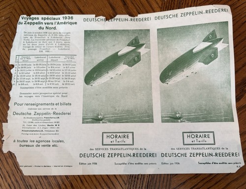 1936 zeppelin timetable - zeppelin,
