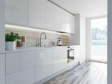 Slab High Gloss White Kitchen Doors & Drawer Fronts - Replacement Cupboard