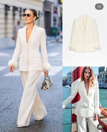 Zara blazer with feather - zara, cuffs