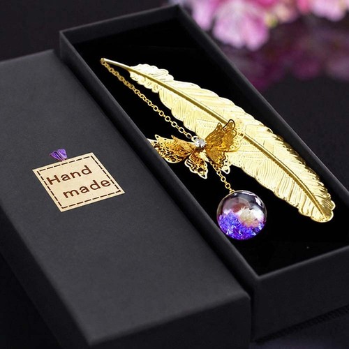 Bookmark feather metal - feather,