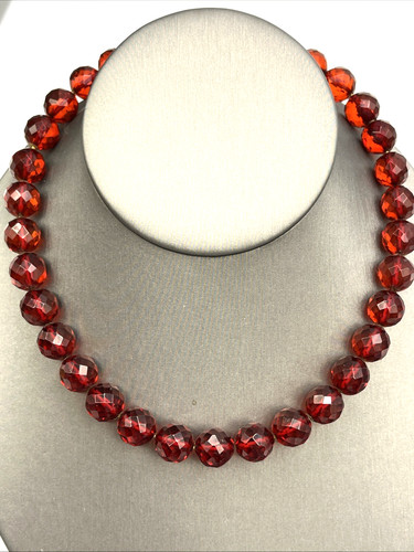Cherry amber bakelite faceted - bakelite,