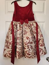 Girls Stunning Cream, Burgundy and Gold Couture Princess Dress - 10 years