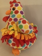 MELISSA AND DOUG Chicken Hen Soft Plush Toy 14”Rainbow Spotty Alllover Design