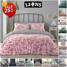Luxury Reversible Floral Duvet Cover Single Double King Size Quilt Bedding Set