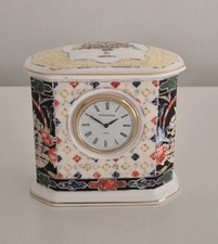 Wedgwood Harlequin Jewel Bone China Mantel Clock 1997 British Made Floral Design