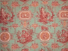 Pierre Frey Les Muse Et Le Lion Fabric 4m X 137m Branquenié Rouge Celadon