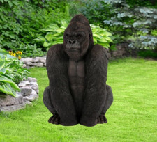 Sitting Gorilla Garden Ornament Resin Statue Realistic Home Figurine Jungle XL