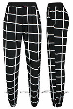 Ladies Black/White Check Pocket Trousers 