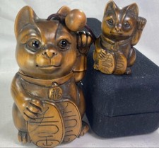 Inro Brown Beckoning Cat