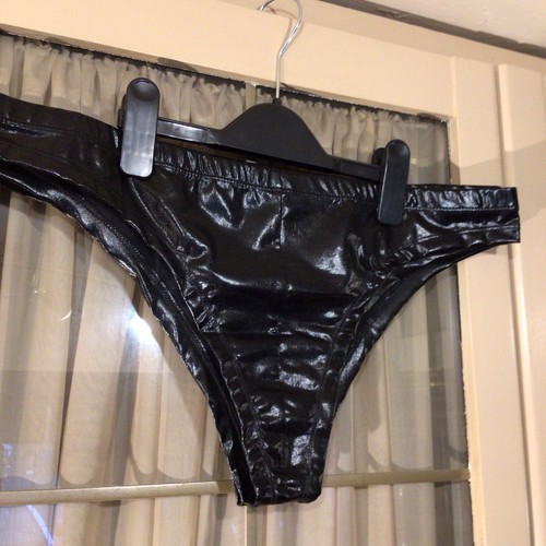 Mens shiny black - leather, look