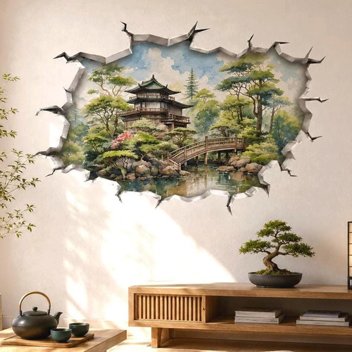 Japanese garden wall vinyl - japanese,