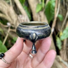 Antique Small Cauldron Silver Plate Spell Pot Wicca Travel Alter Offering Dish