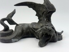 Dragon Gargoyle Lead Antique Gothic Medieval Spelter Cast Fantasy Figure Rare