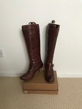 Firetrap knee high heeled boots conker brown size 39, zip and buckle closure