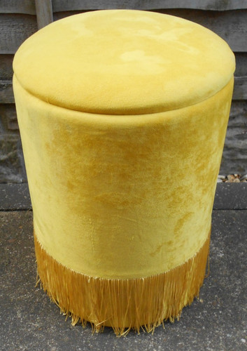 Yellow velvet footstool - yellow,