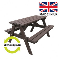 Recycled Plastic Picnic Table Bench, Heavy Duty, Outdoor Furniture, Assembled