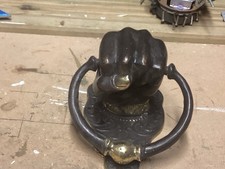 RECLAIMED LARGE ANTIQUE BRASS DOOR KNOCKER HAND