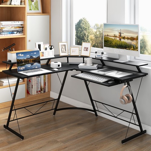 Shaped computer desk with - l-shaped,