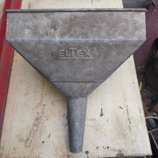 Large Vintage Eltek Galvanised Funnel With Brass Wire Mesh Filter 