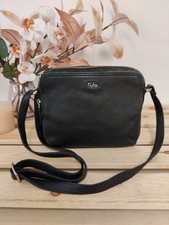 TULA BLACK HANDBAG LEATHER ZIP FASTEN CROSSBODY SHOULDER BAG PURSE WORK SMALL
