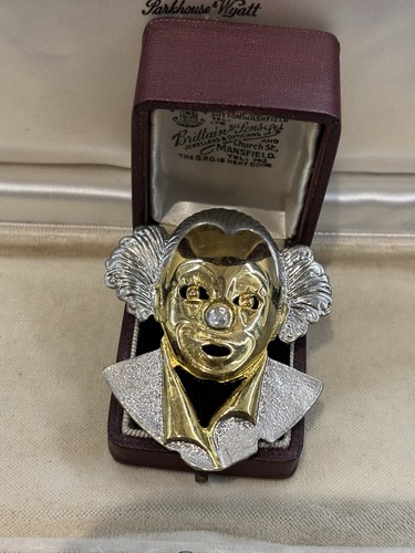 Rare vintage clown face brooch - vintage,