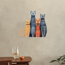 4 X Cat Wall Art, Colorful