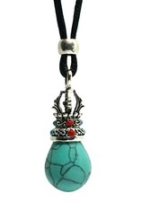 Turquoise Lotus Necklace Pendant Real Gemstone Mood Stone Crystal Beaded Cord Uk