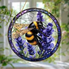 Bee Lavender Flower Suncatcher