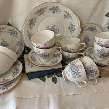 10 Colclough Coppelia Teaset trios +  Cake Plate Vintage 31 items