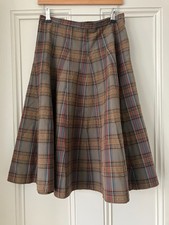 Women's Jigsaw vintage full godet checked skirt - size 10/12 below the knee