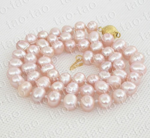 Natural 10mm round pink - 18",