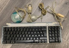 Vintage Apple iMac G3 Keyboard Puck Mouse Microphone Bundle Bondi Blue