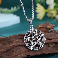 PENTAGRAM SNAKE WICCAN DRUID HEAVY QUALITY NECKLACE PENDANT 
