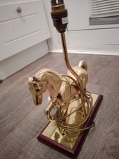 Mid Century Vintage Solid Brass Table Lamp Horse Stallion Design