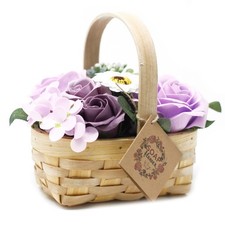 Basket Of Lilac Soap Flowers