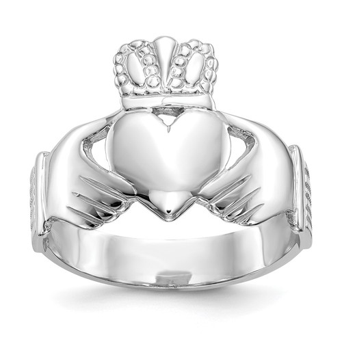 14k white gold - gold, claddagh