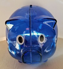 Large Blue Plastic Piggy Bank