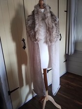 Marks And Spencer Long Knitted Scarf With Faux Mongolian Fur Collar