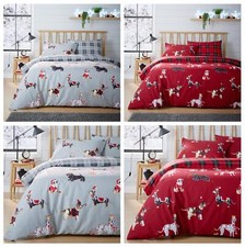 Christmas Dogs Duvet Cover Set Quilt Covers Reversible Check Bedding Bed Linen 