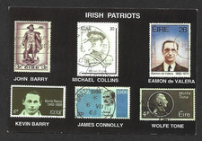 IRISH REPUBLICAN - IRISH PATRIOTS on Stamps Art postcard Michael Collins